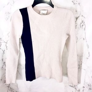 3.1 Phillip Lim color block wool sweater navy tan W17.  S(bb)